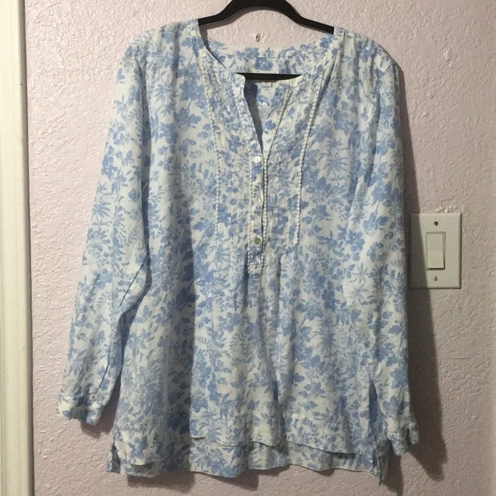 Love linen J Jill long sleeve airy tunic top XL